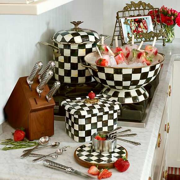 MACKENZIE-CHILDS Check Measuring Spoons Stainless-Steel Silver Gift Decor NEW - Picture 3 of 4